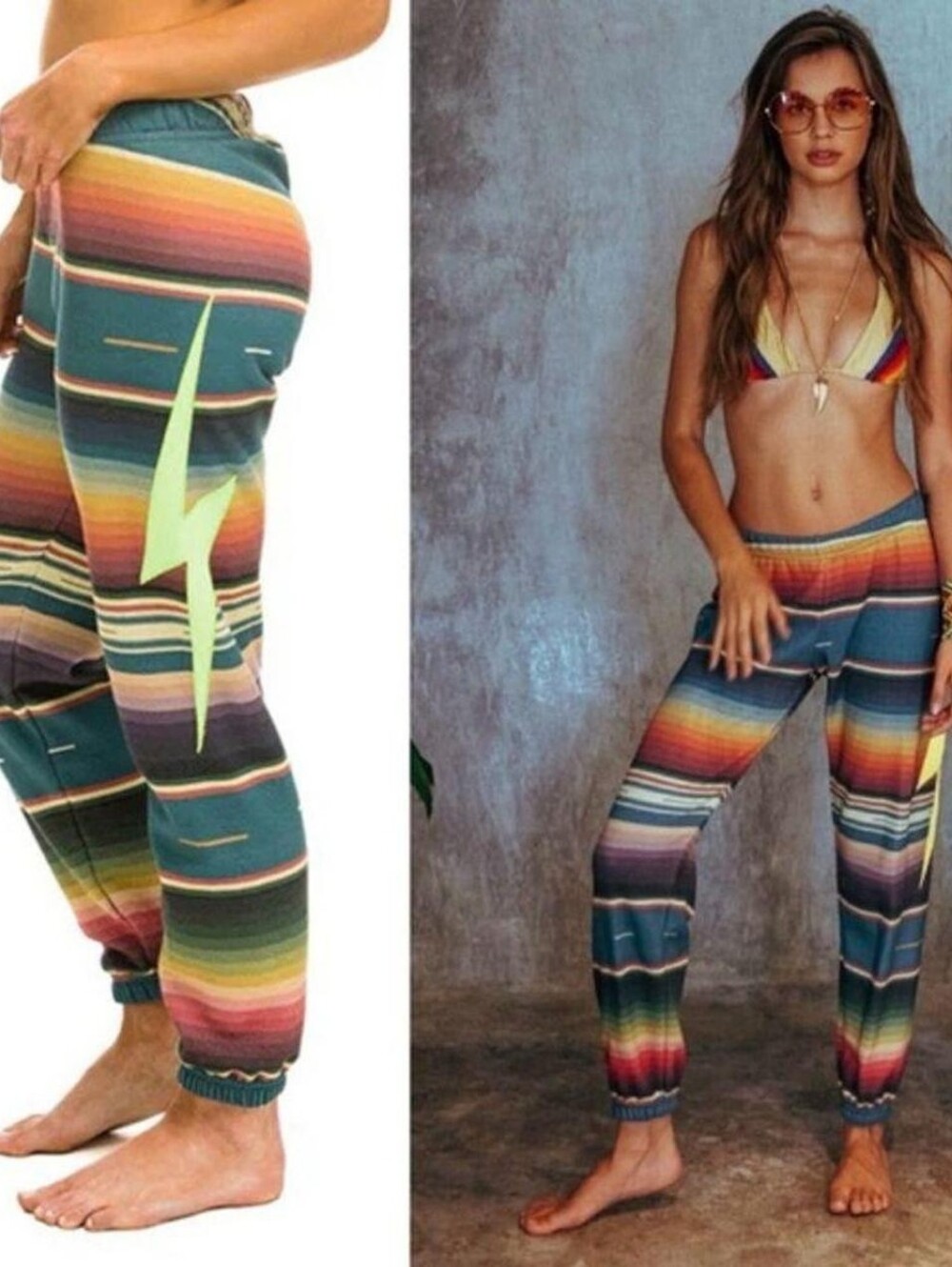 Aviator Nation Boho Lightning Bolt Joggers XS
